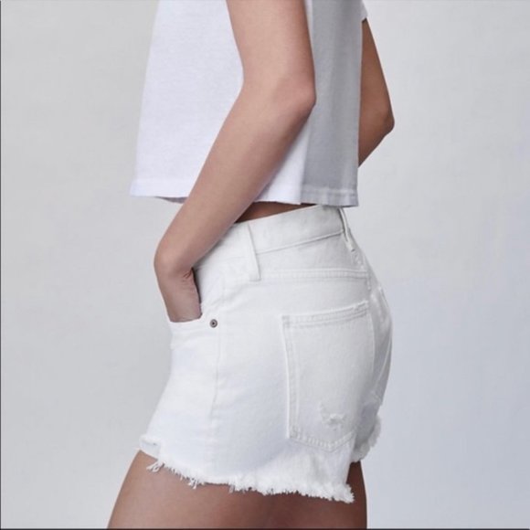❗️SOLD❗️Aritzia Denim Forum White Ex Boyfriend Shorts Size 25 - Picture 2 of 13